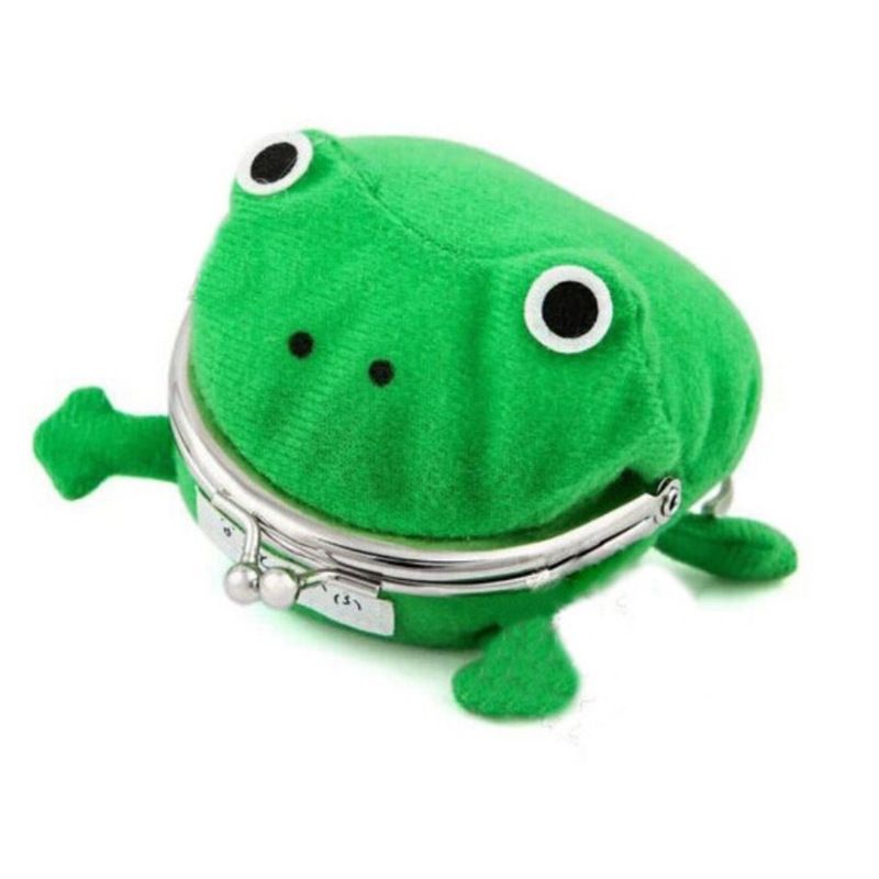 Frog Coin Wallet, Anime Cosplay Plush Frog Coin Purse Green Cartoon Frog Money — image 1