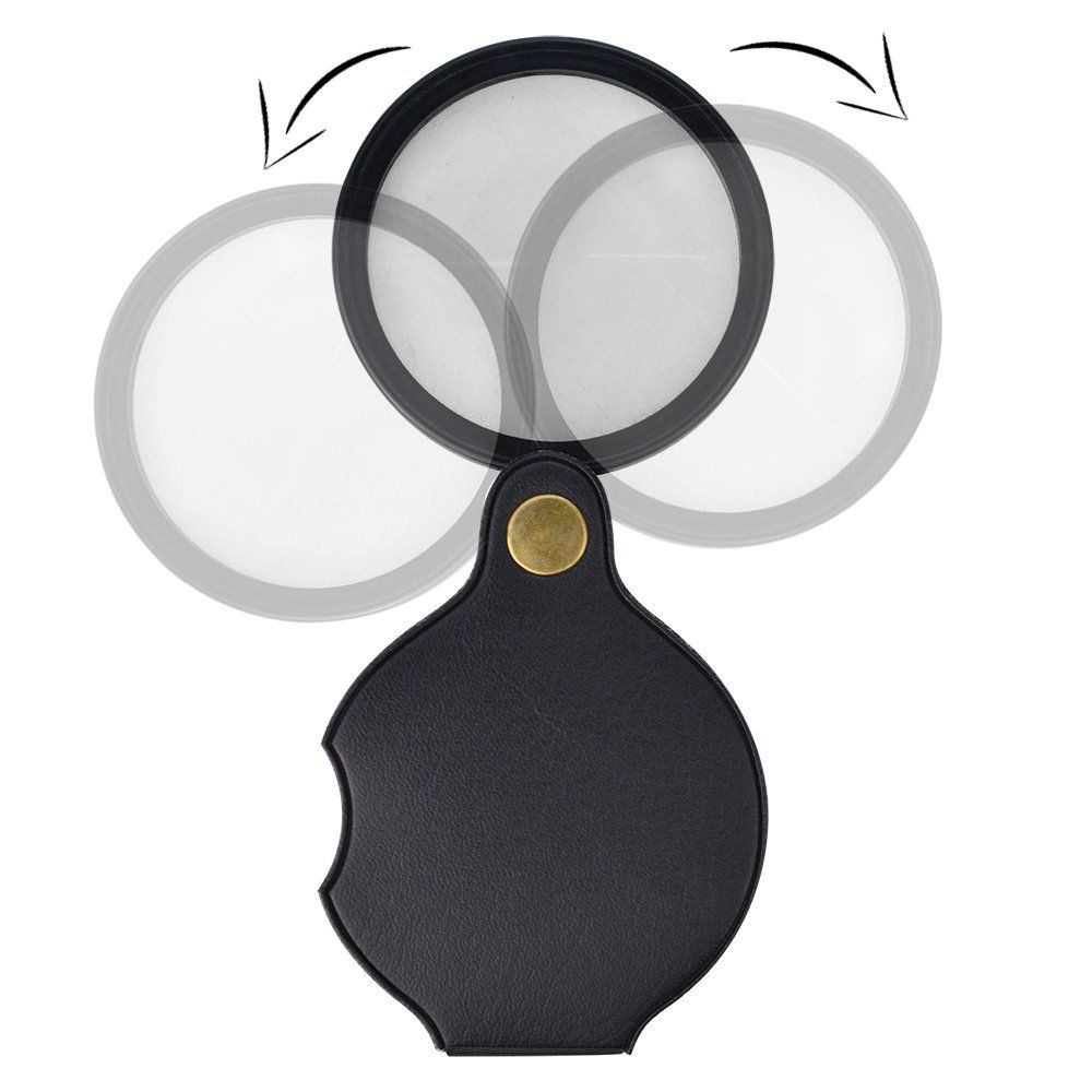 Mini Pocket Magnifying Glass Folding Pocket Magnifier Loupe with Rotating view 4