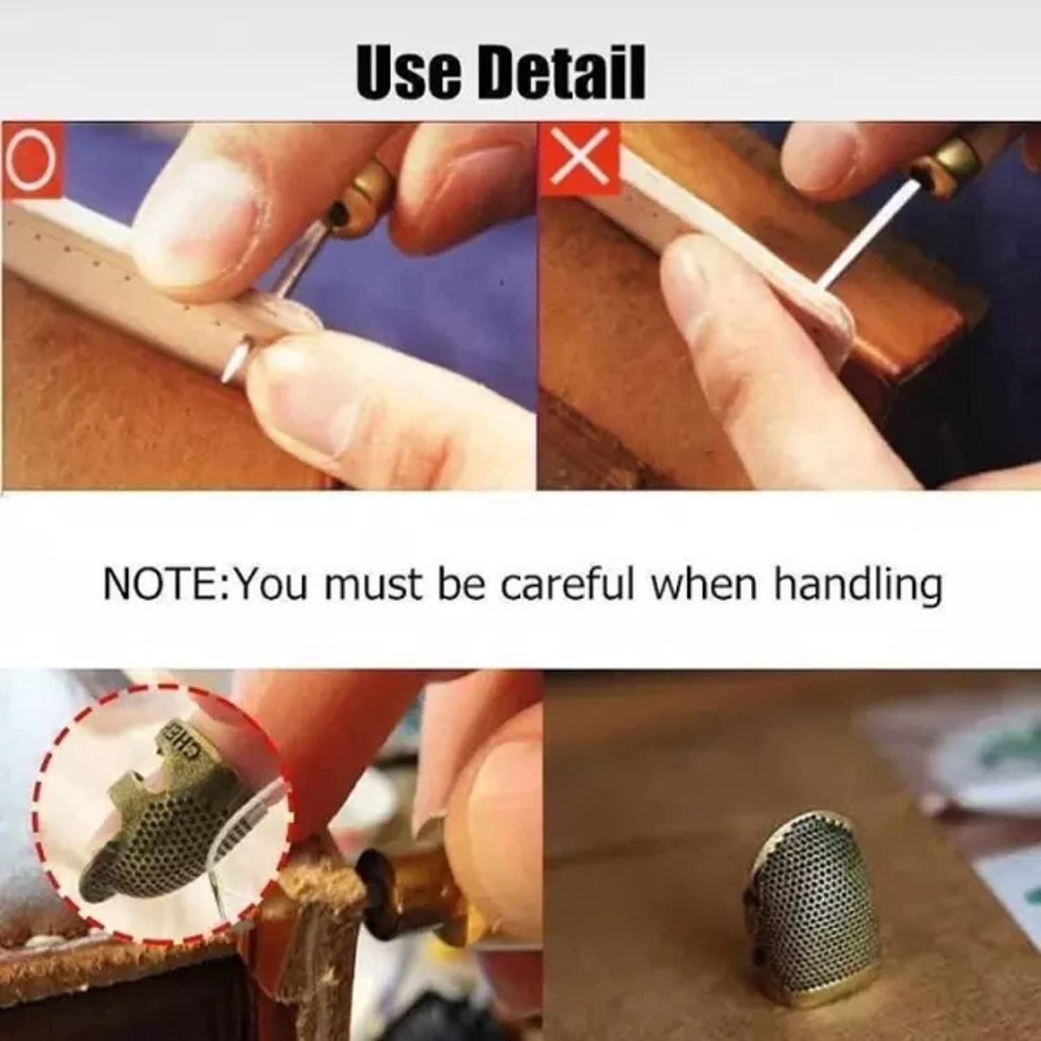 Sewing Thimble Finger Protector Adjustable Finger Metal Shield Protector Pin view 5