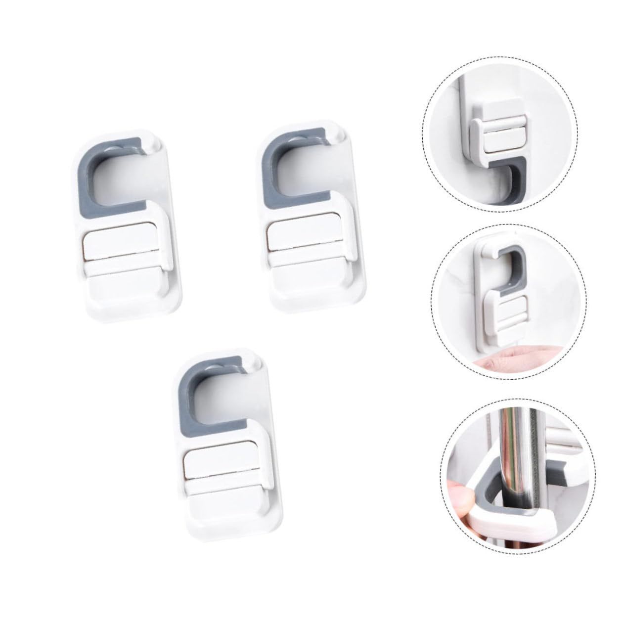 3pcs Mop Clip Broom Hook Bathroom Broom Hanger Folding Clothes Hanger Wall view 3