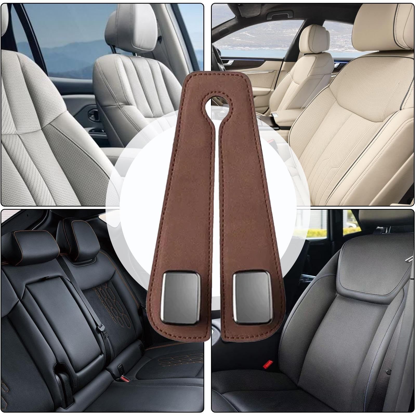 Auto Backseat Hangers, 2 in 1 Car Seat Organizer Hook, PU Leather Vehicle view 3