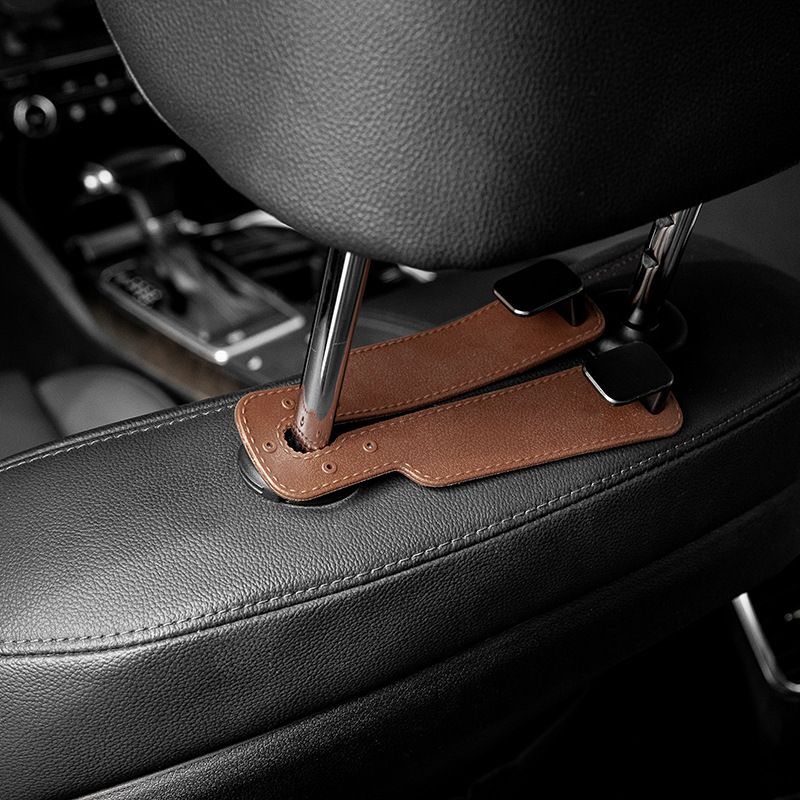 Auto Backseat Hangers, 2 in 1 Car Seat Organizer Hook, PU Leather Vehicle view 5