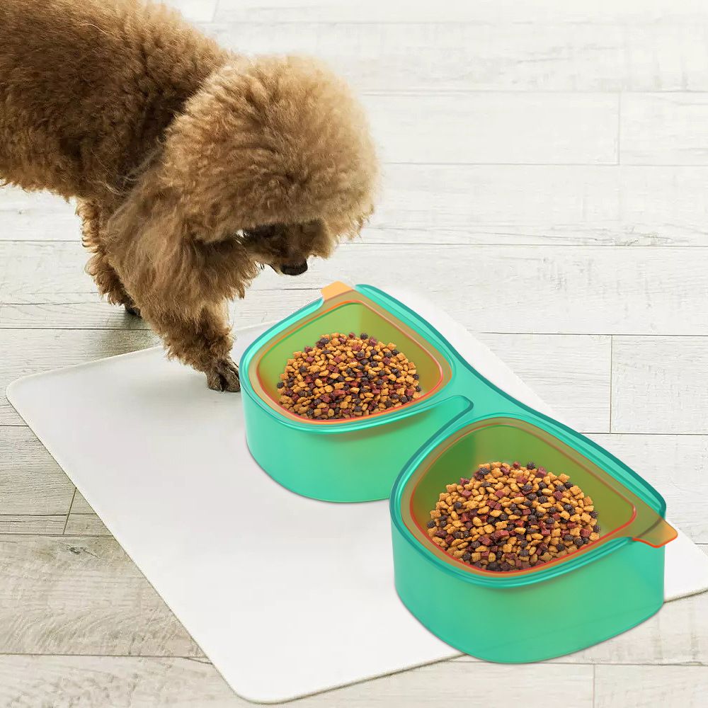 Pet Food Bowl Cute Glasses Shape Large Capacity Mess Proof Portable Cat Dog view 3