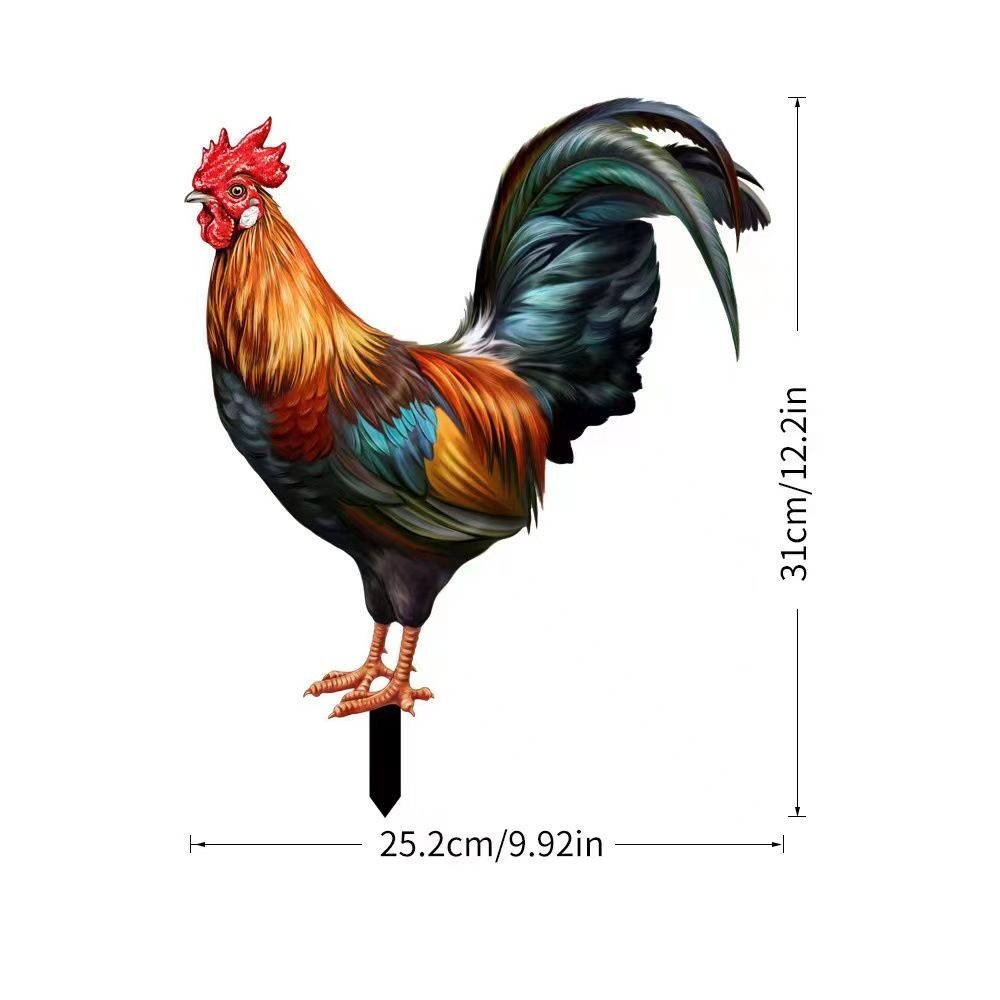 Metal Garden Statues Sculptures Decorative Garden Stakes Yard Chicken view 2