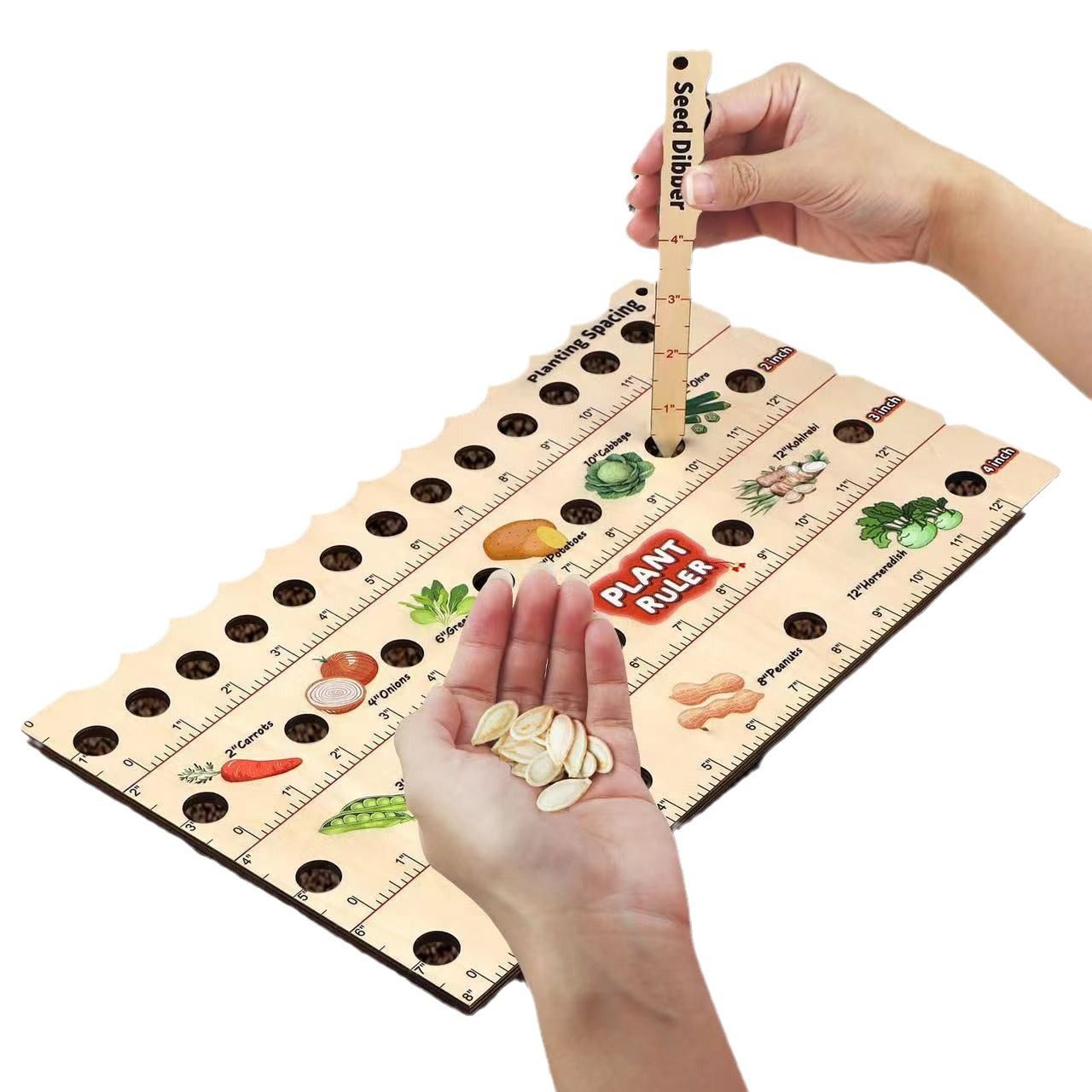Wooden Plant Ruler with Seed. Multifunction Seed Spacing Ruler with Planting — image 1