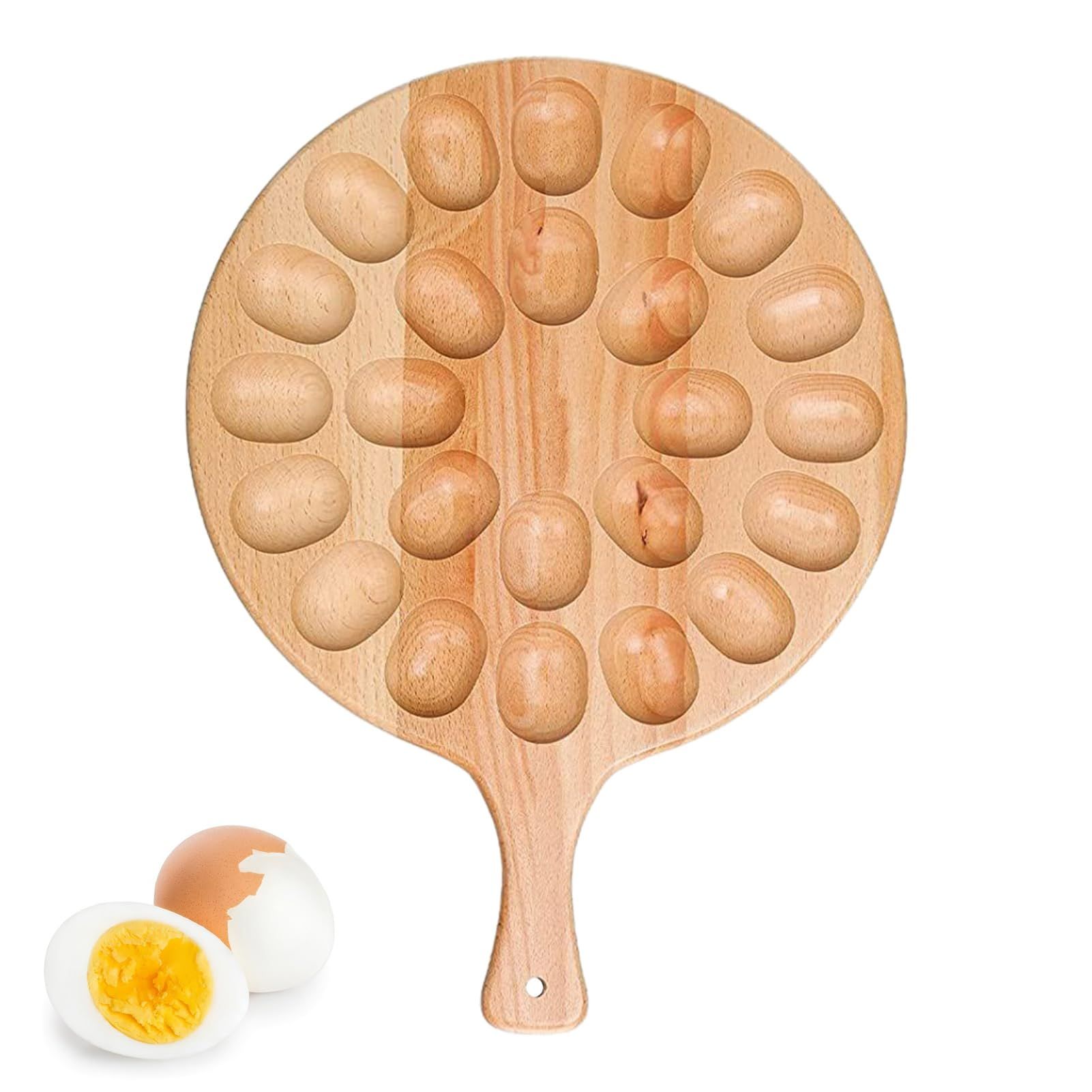 Reversible Wood Deviled Egg Platter and Charcuterie Board Thicken Egg Tray — image 1