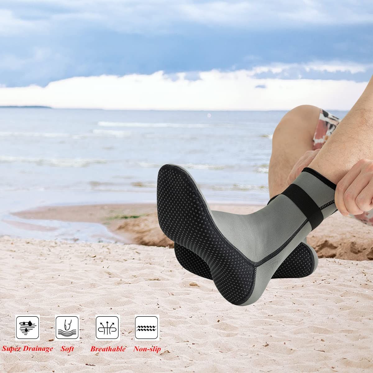 Wetsuit Socks 3mm Neoprene Diving Socks Thermal Anti-slip Scuba Socks Water view 3