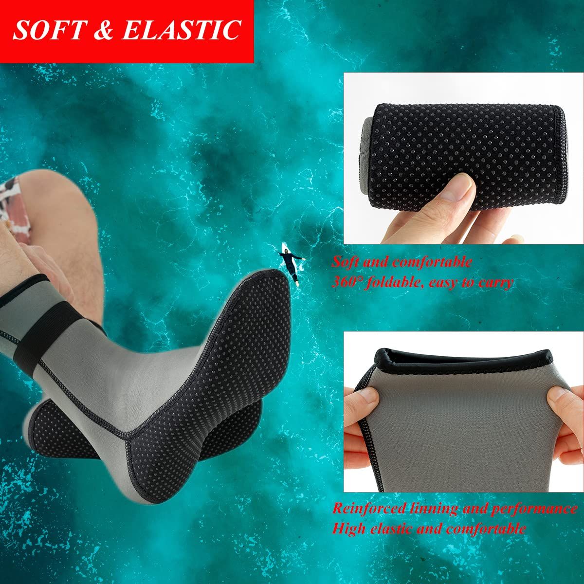 Wetsuit Socks 3mm Neoprene Diving Socks Thermal Anti-slip Scuba Socks Water view 4