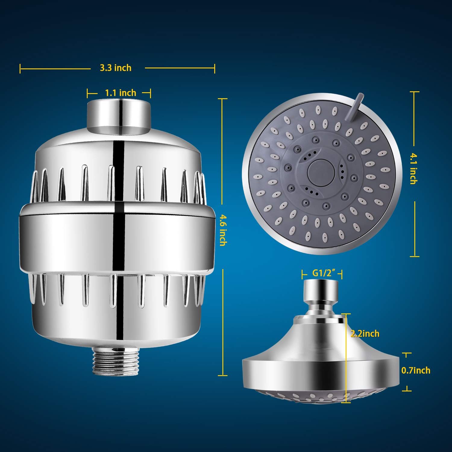 Shower Head and 15 Stage Shower Filter Combo view 4