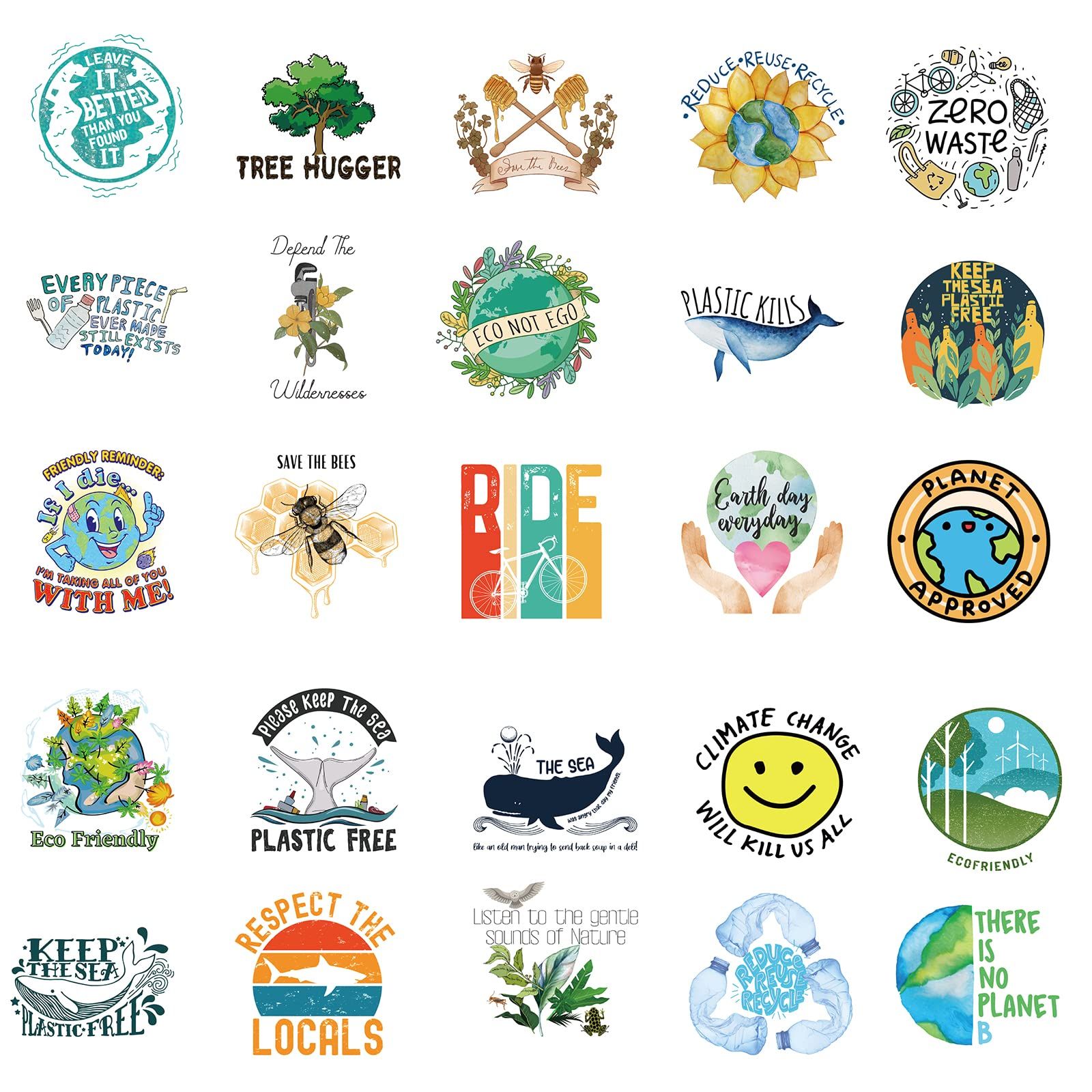Stickers,50 PCS Aesthetic Earth Waterproof Stickers,Vinyl Stickers for Water view 3
