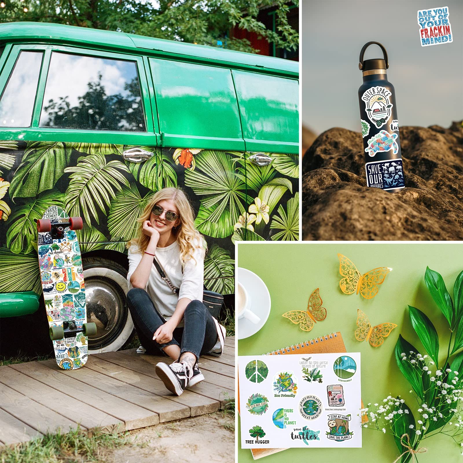 Stickers,50 PCS Aesthetic Earth Waterproof Stickers,Vinyl Stickers for Water view 4