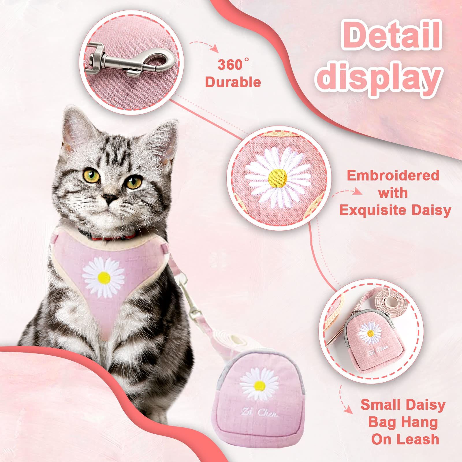 Cute Small Dog Harness and Leash Set with Bags No Pull Daisy Dog Vest Harness view 2