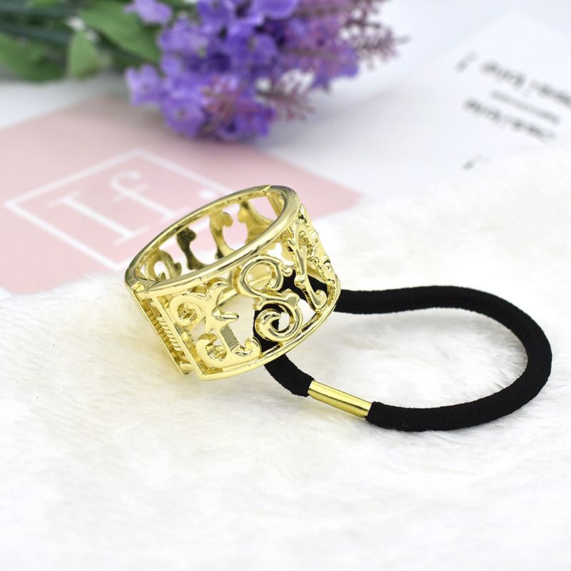 4PCS Fashion Zinc Alloy Ponytail Cuff Elastic Hair Tie Ponytail Holder Punk view 2