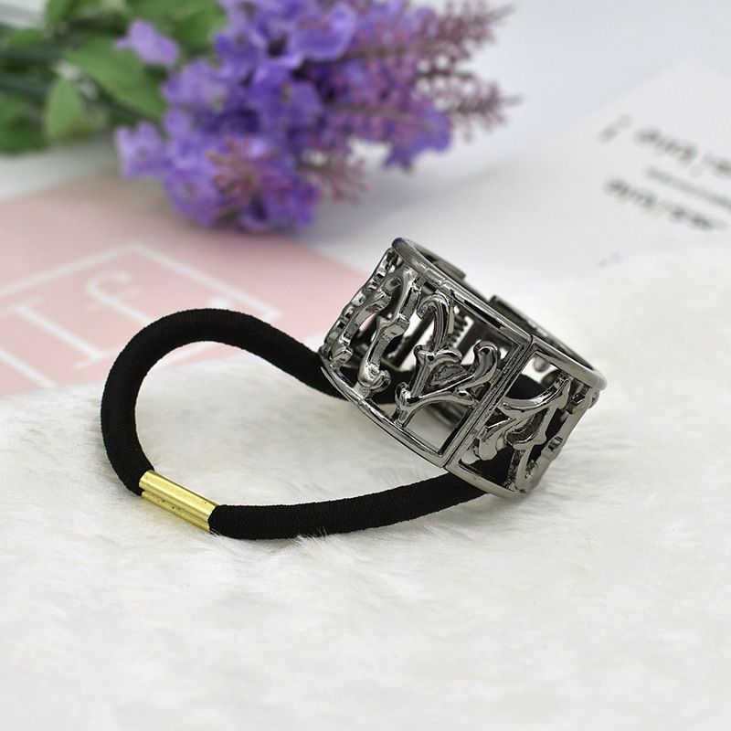 4PCS Fashion Zinc Alloy Ponytail Cuff Elastic Hair Tie Ponytail Holder Punk view 3