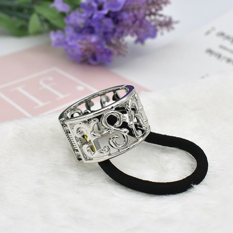 4PCS Fashion Zinc Alloy Ponytail Cuff Elastic Hair Tie Ponytail Holder Punk view 4