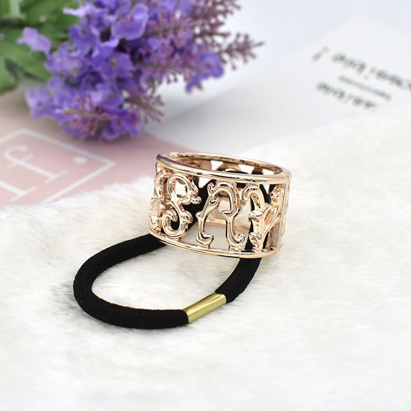 4PCS Fashion Zinc Alloy Ponytail Cuff Elastic Hair Tie Ponytail Holder Punk view 5