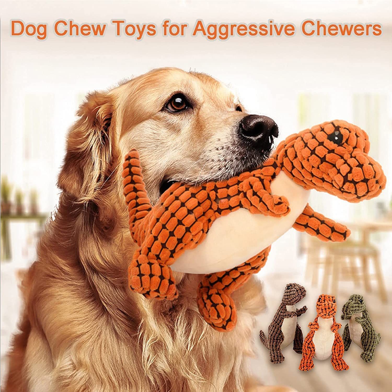 Plush Dog Toy, Indestructible Squeaky Toys for Dogs, Durable Dog Toys for view 2
