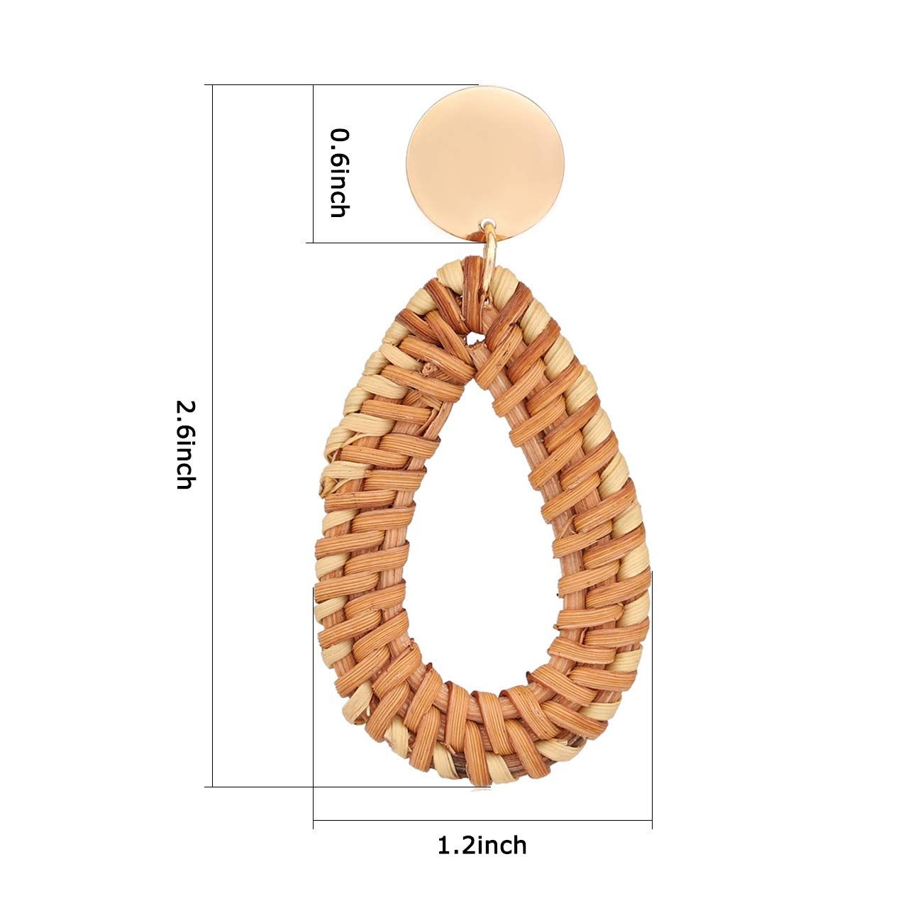 Rattan Earrings for Women Handmade Straw Wicker Braid Drop Dangle Earrings view 4