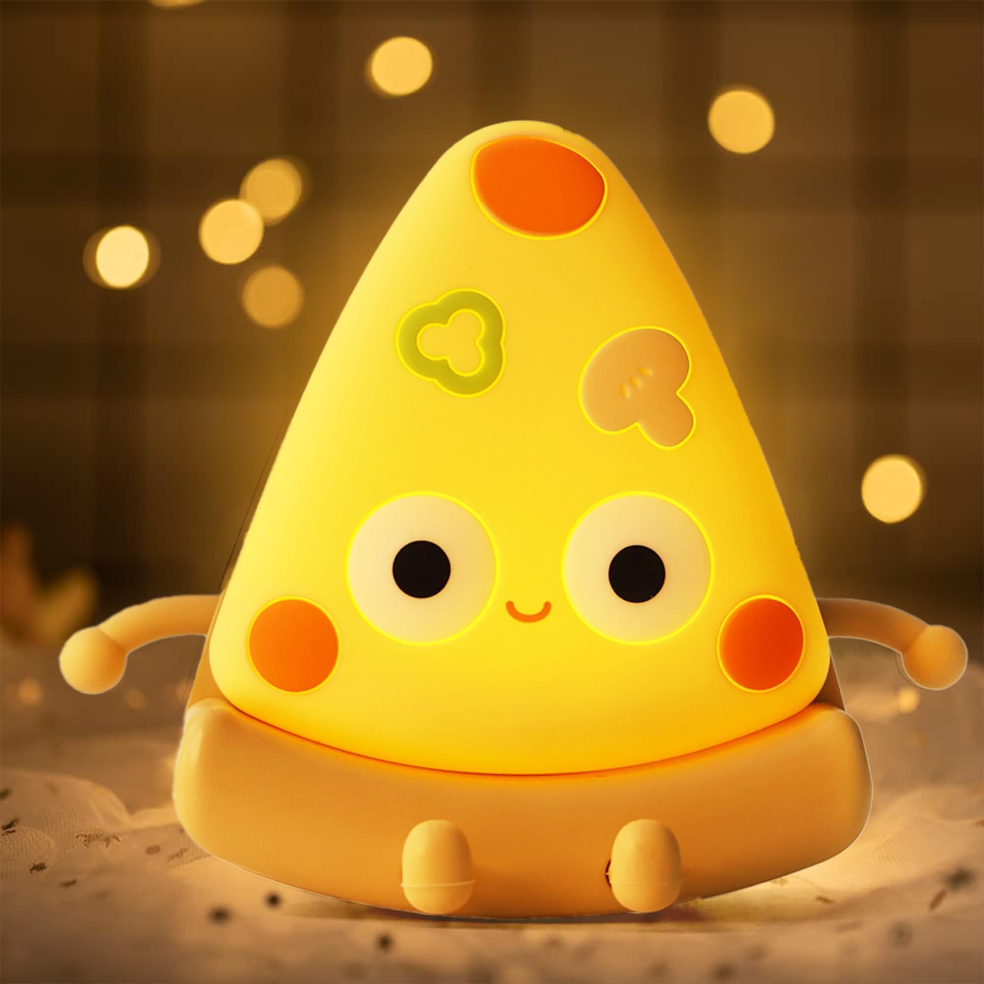 Cute Pizza Night Light, Soft Silicone Pizza LED Touch Lamp for Kid, Nursery — image 1