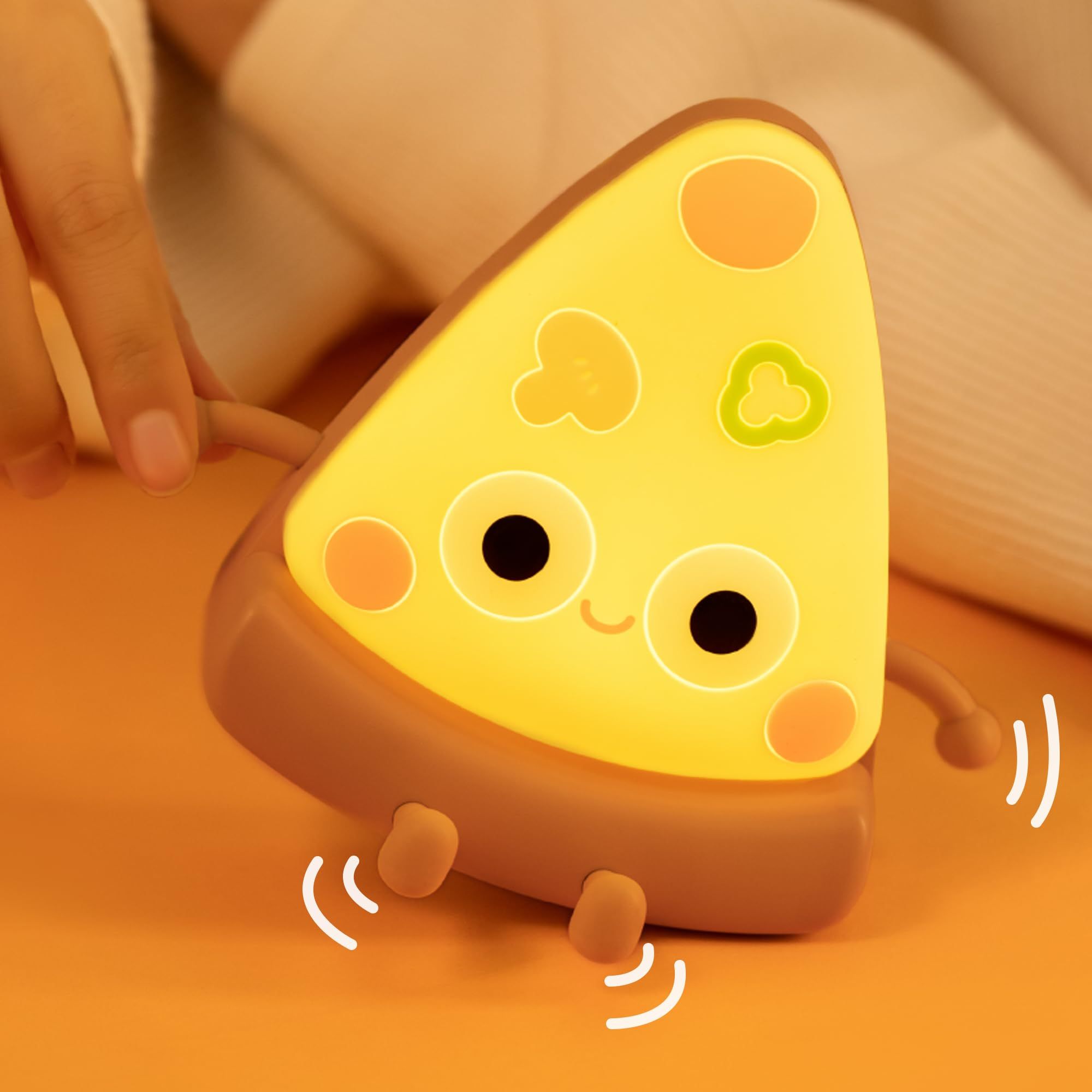 Cute Pizza Night Light, Soft Silicone Pizza LED Touch Lamp for Kid, Nursery view 4