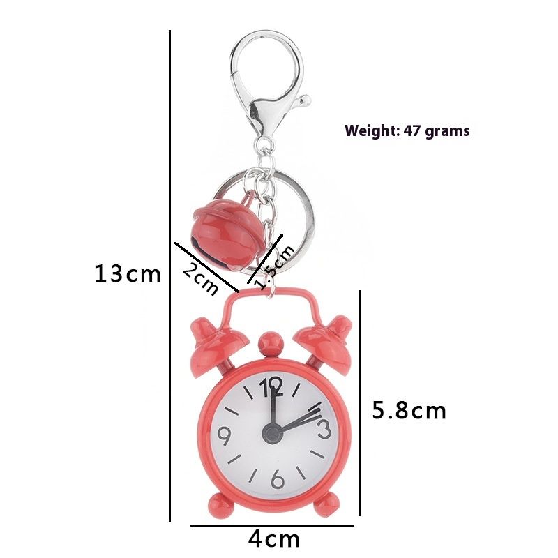 3pcs Mini Cute Small Alarm Clock Pendant Cartoon Keychain Pendant Cute No Tick view 2