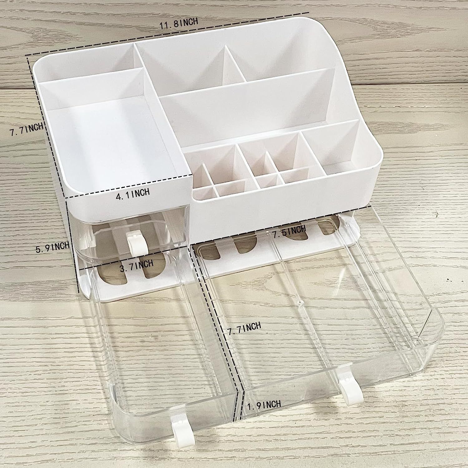 White Makeup Organizer with 3 Drawers -Plastic Skincare and Cosmetic Storage view 4