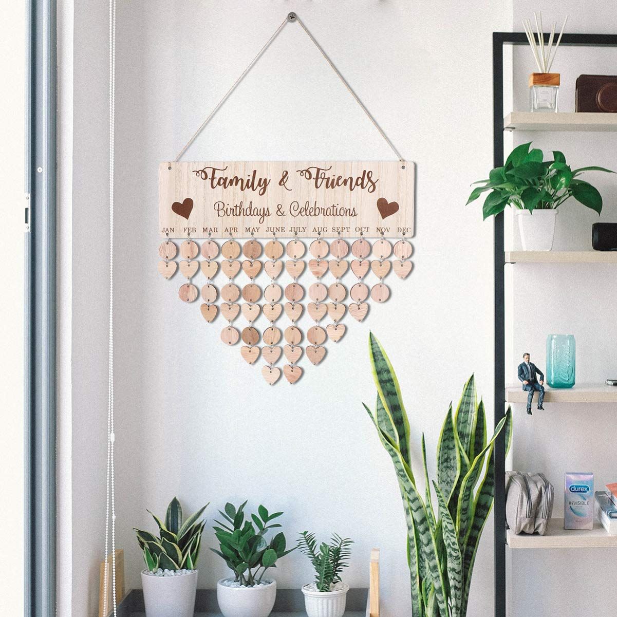 Wood Calendar Hanging Tag Plaque Decorcation Calendar Hanging Board for view 2