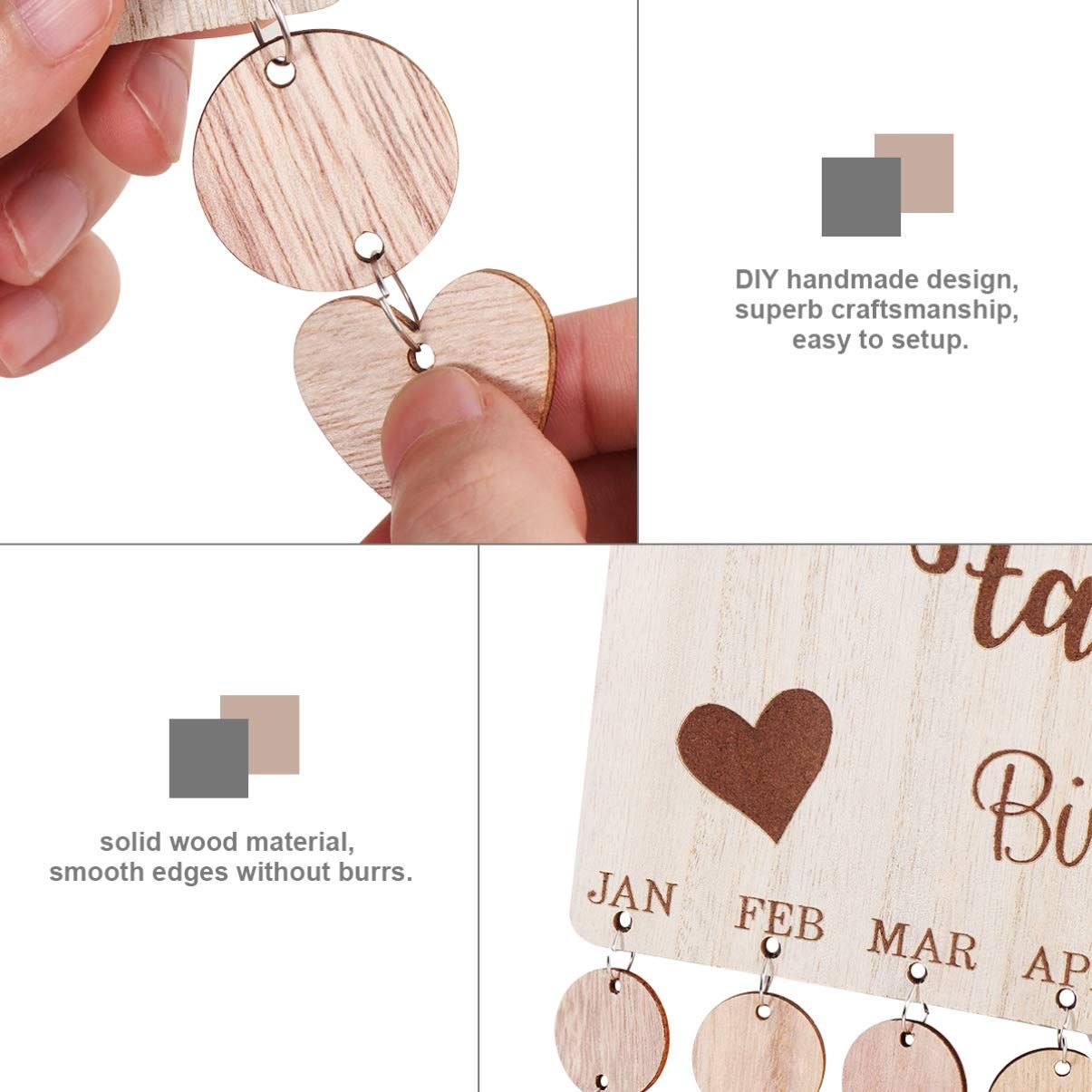 Wood Calendar Hanging Tag Plaque Decorcation Calendar Hanging Board for view 3