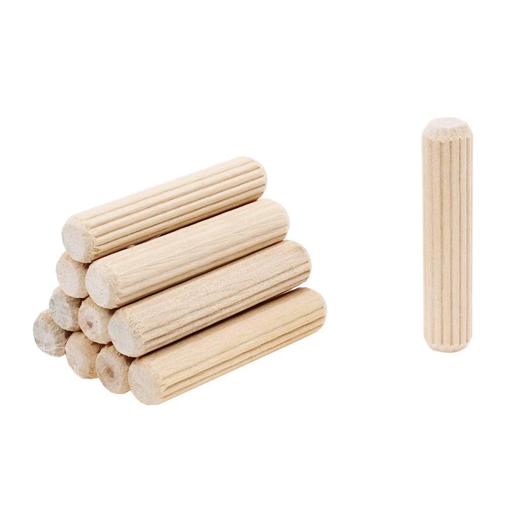 100 Pack 3/8" Wood Dowel Pins Straight Grooved Pins for Furniture Door and view 3