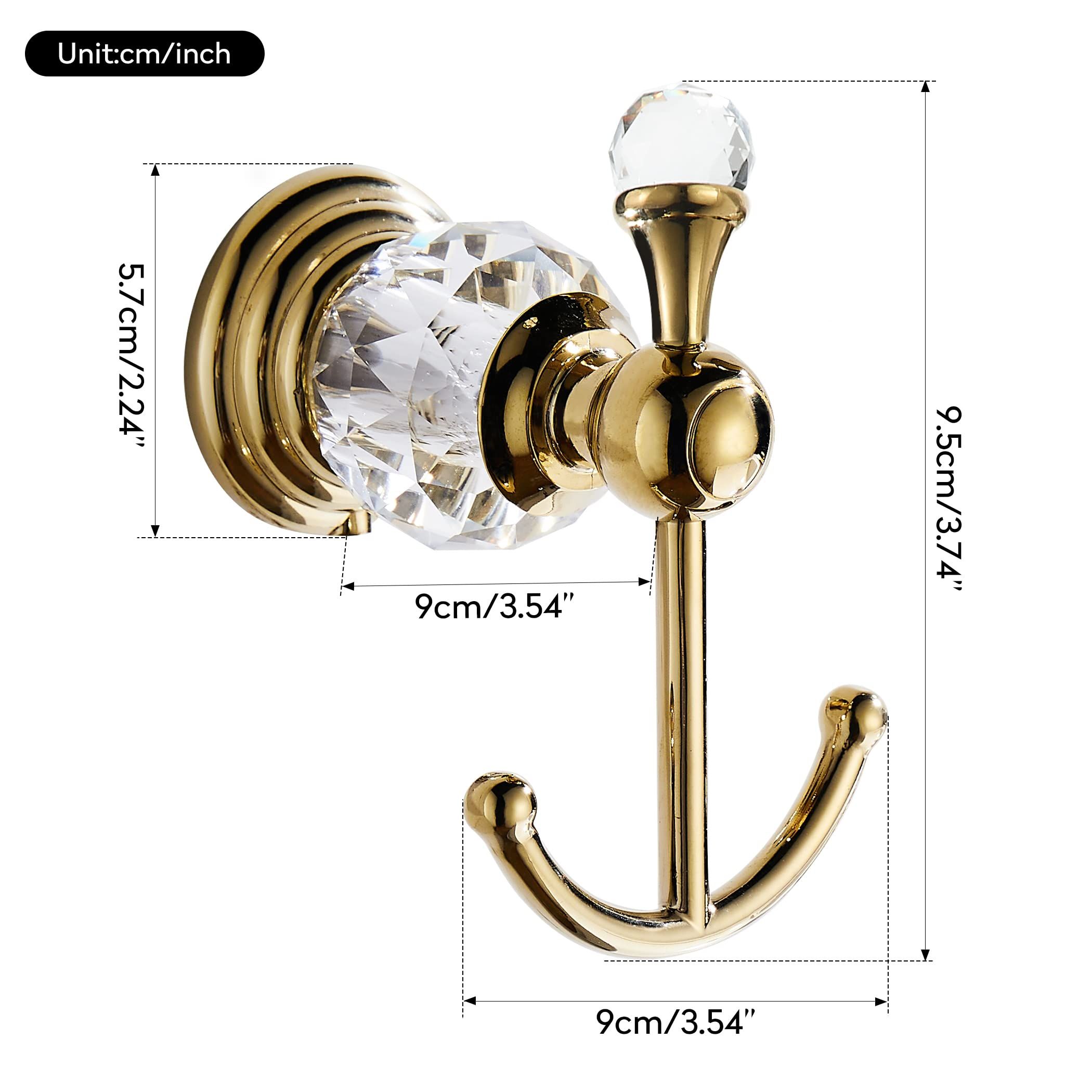 Crystal Towel Hook, Gold Robe Hooks, Bathroom Hand Towel Wall Hanger for view 4
