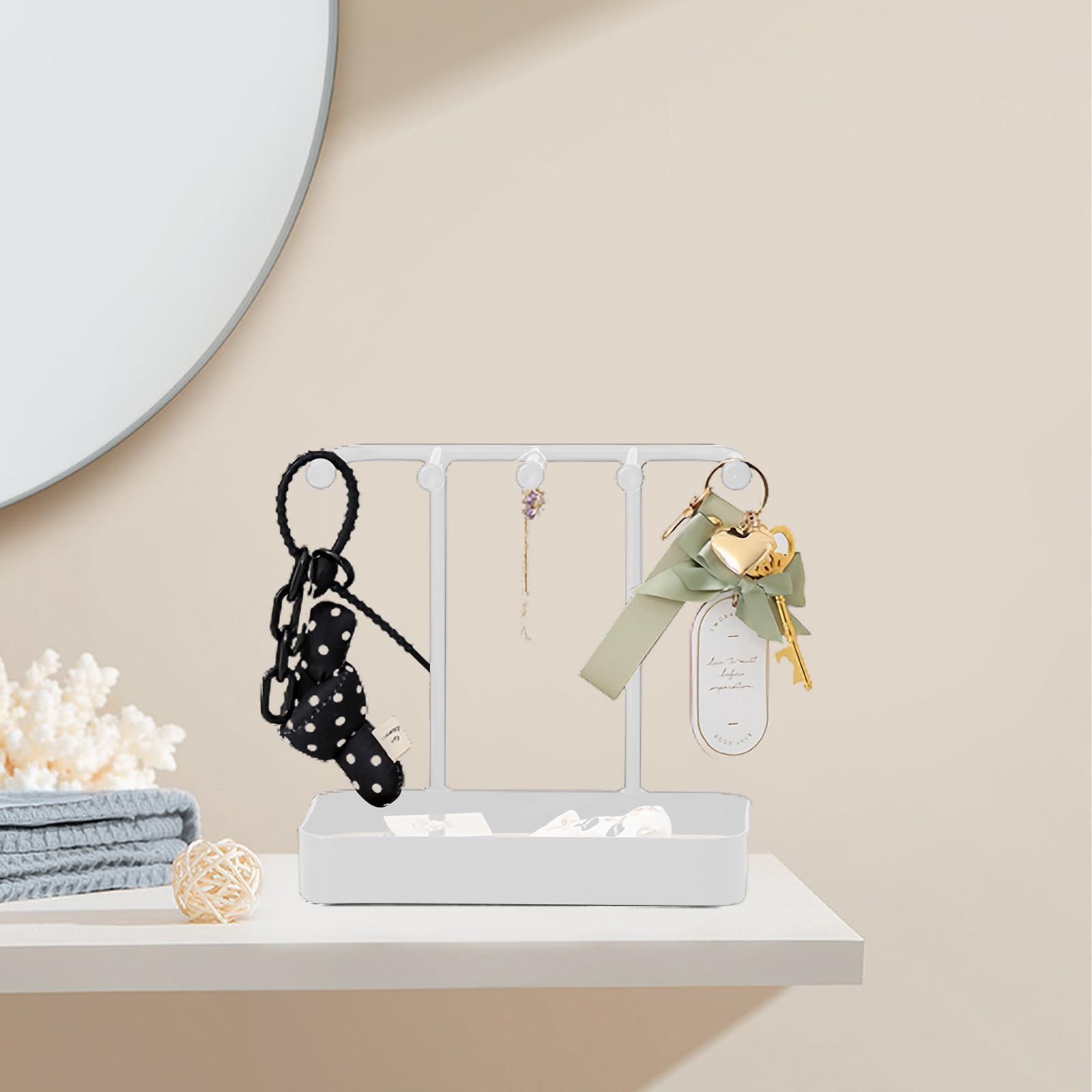 Jewelry Organizer Stand, Necklaces Holder with Wooden Tray, Necklace Display view 5