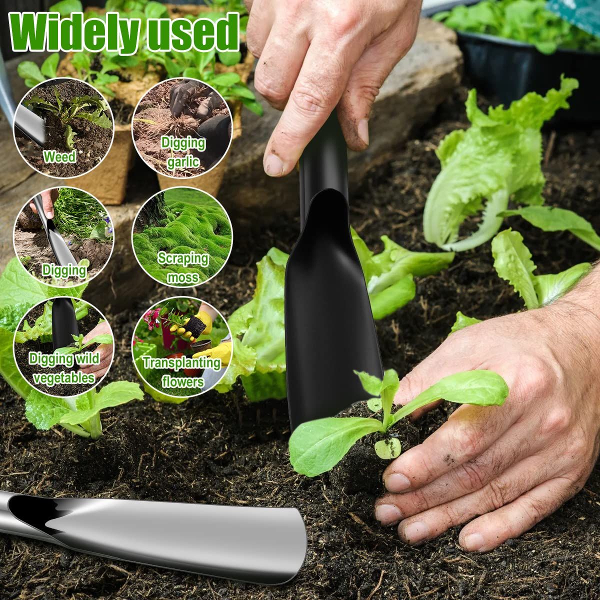 4Pcs Gardening Shovels Set Heavy-Duty Transplanter Trowel Pointed and Flat view 5