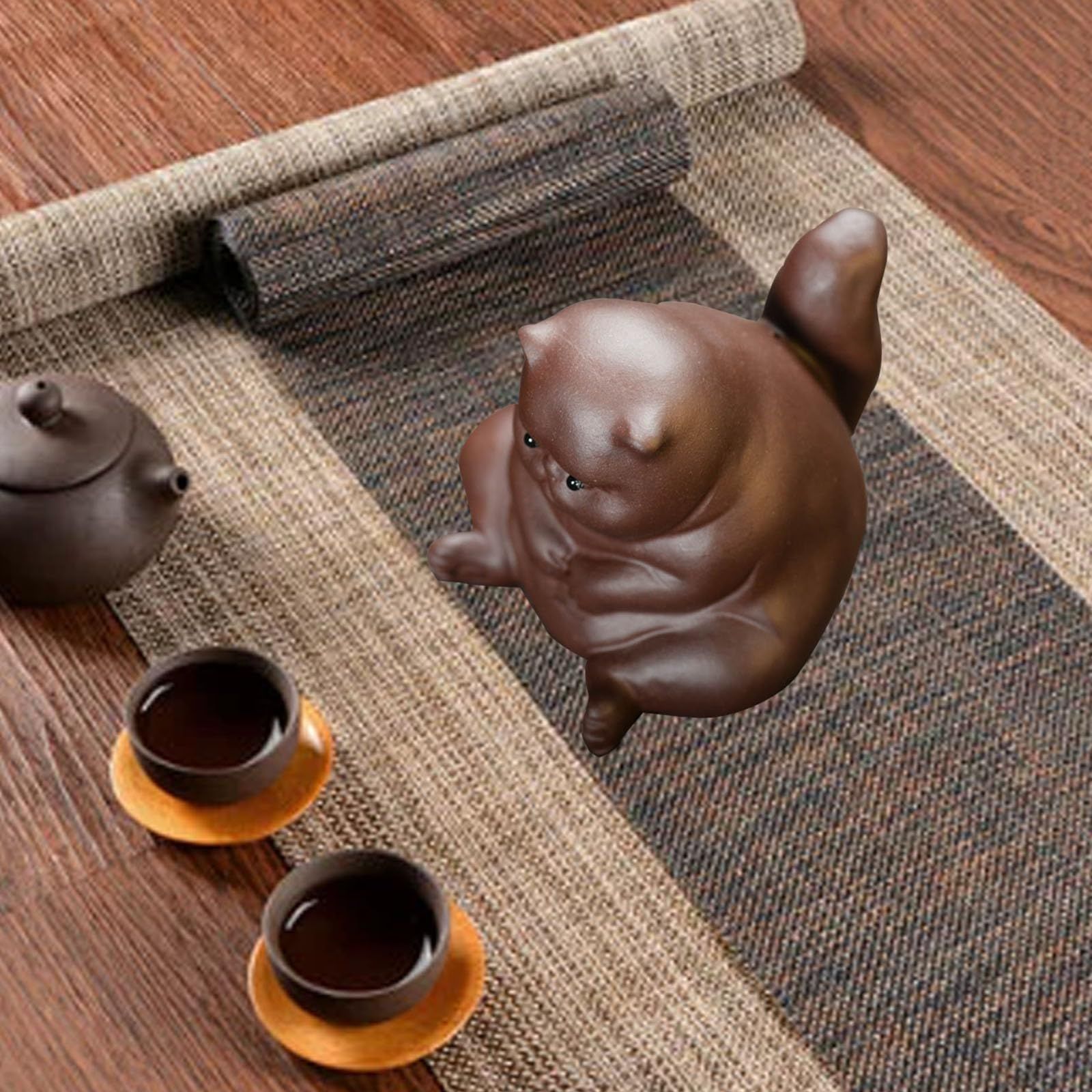 Angry Cat Tea Pet Tea Pet Cat Tea Pet Tea Pet Angry Unhappy Cat Bat Figurine view 4