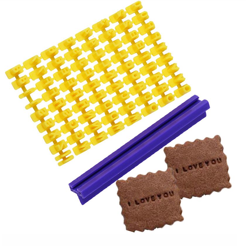 Alphabet Mold Cookies Cutter Biscuits Baking Printing Number Word Press Stamp