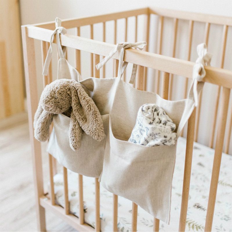 Bedside Hanging Storage Bag Crib Nursery Organiser Bed 2 Pockets Organizer for view 5