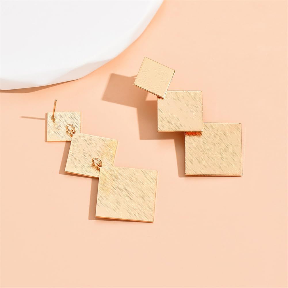 Gold Silver Geometric Dangle Earring for Women Girls Bohemian Dangling Drop view 2