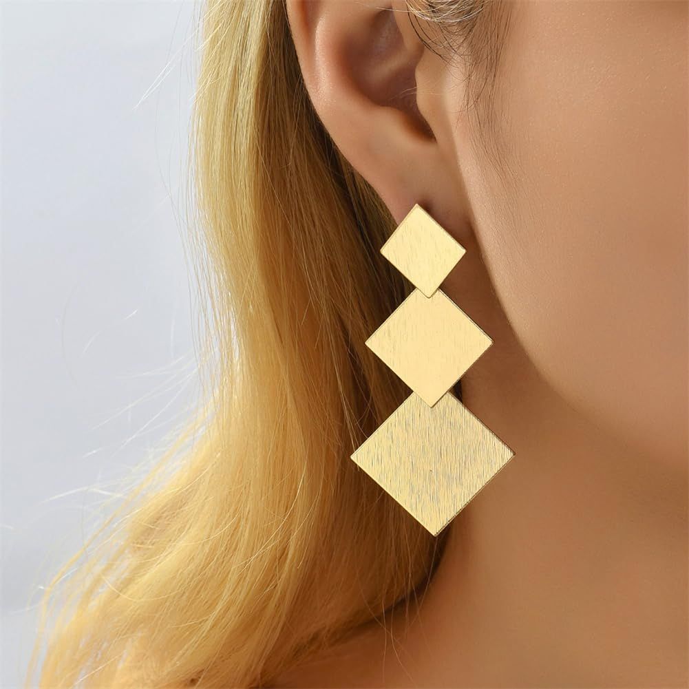 Gold Silver Geometric Dangle Earring for Women Girls Bohemian Dangling Drop view 5