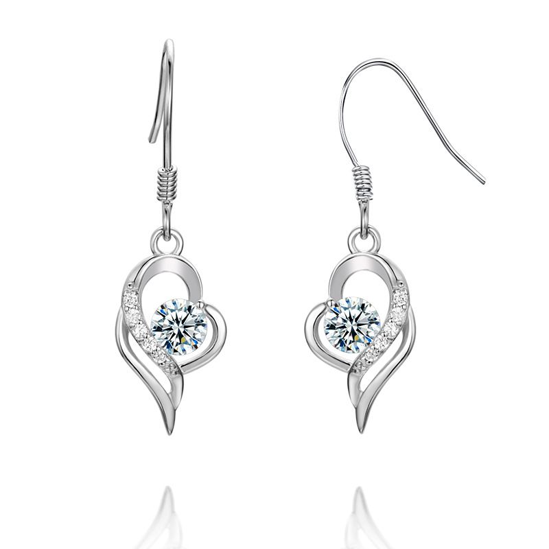 Earrings for Women Girls Cubic Zircon Dangle Earrings White Gold Plated