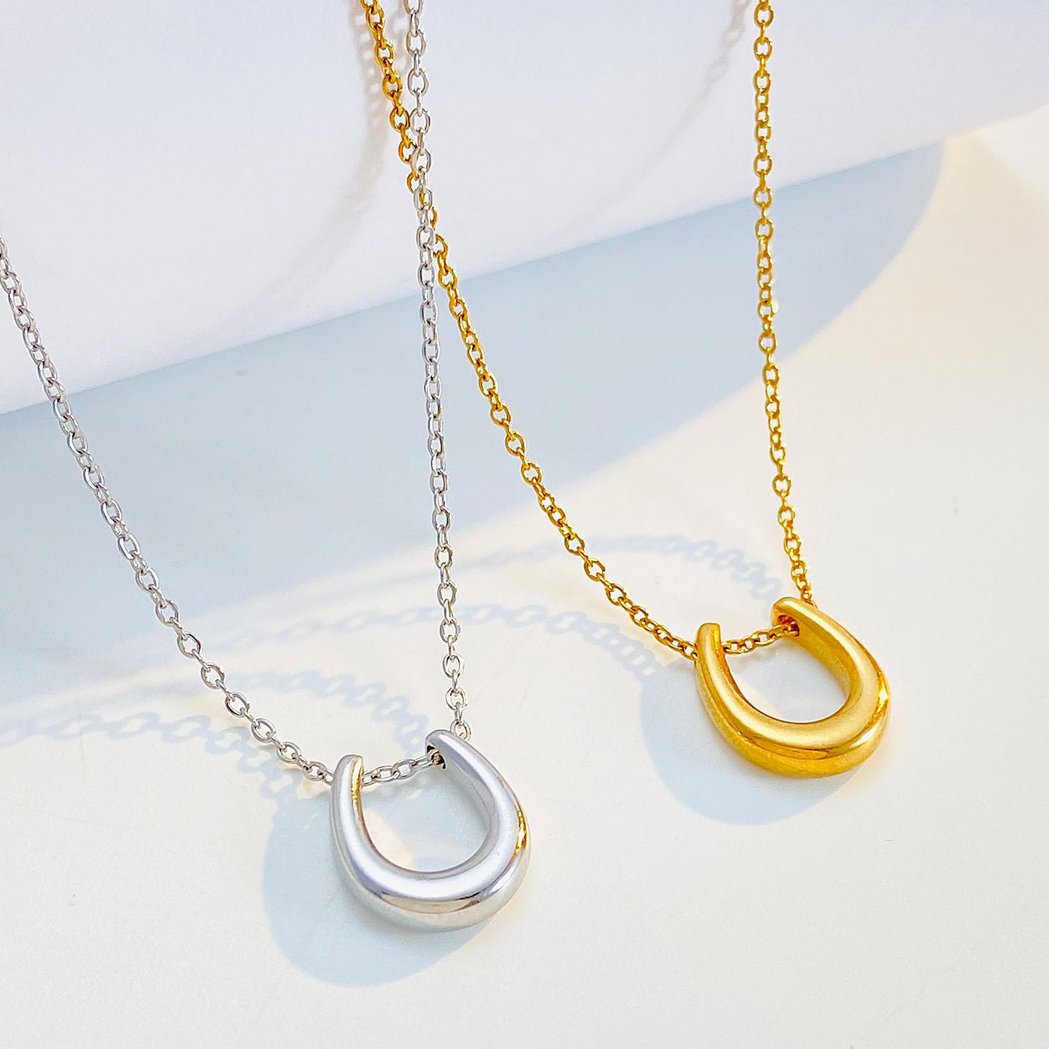 Gold Silver Horseshoe Necklace Good Luck Amulet Necklace for Woman Best Friend