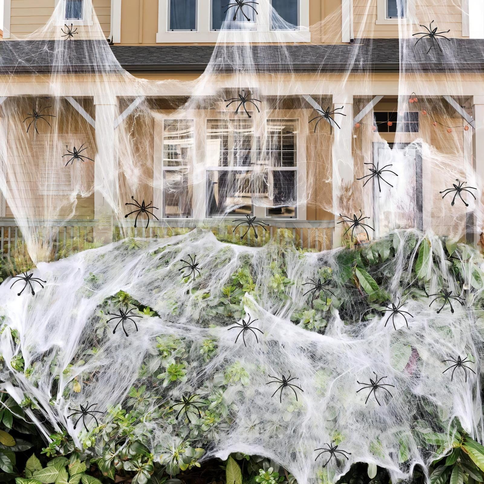 Spider Webs Halloween Decorations Bonus with 40 Fake Spiders