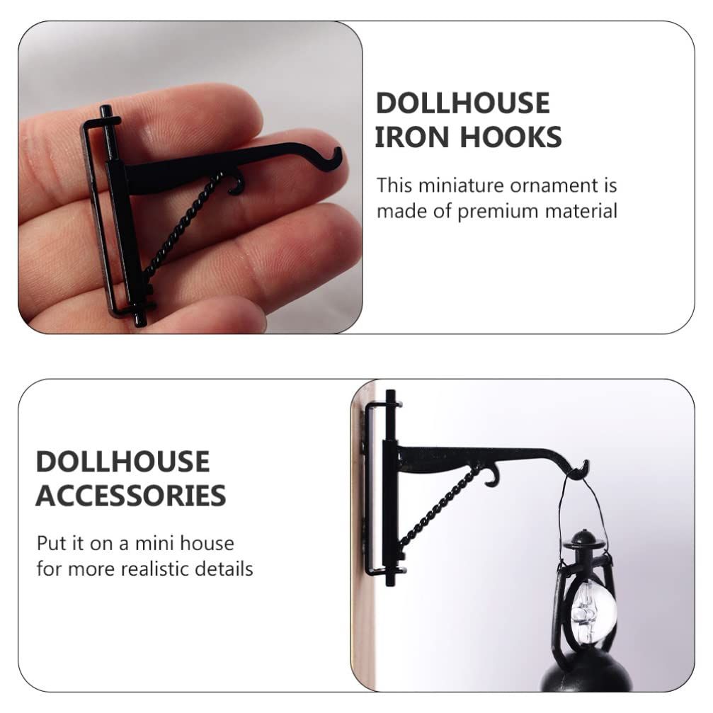 4pcs Miniature Dollhouse Plant Bracket Dollhouse Plant Hangers Wall Hooks Iron view 4