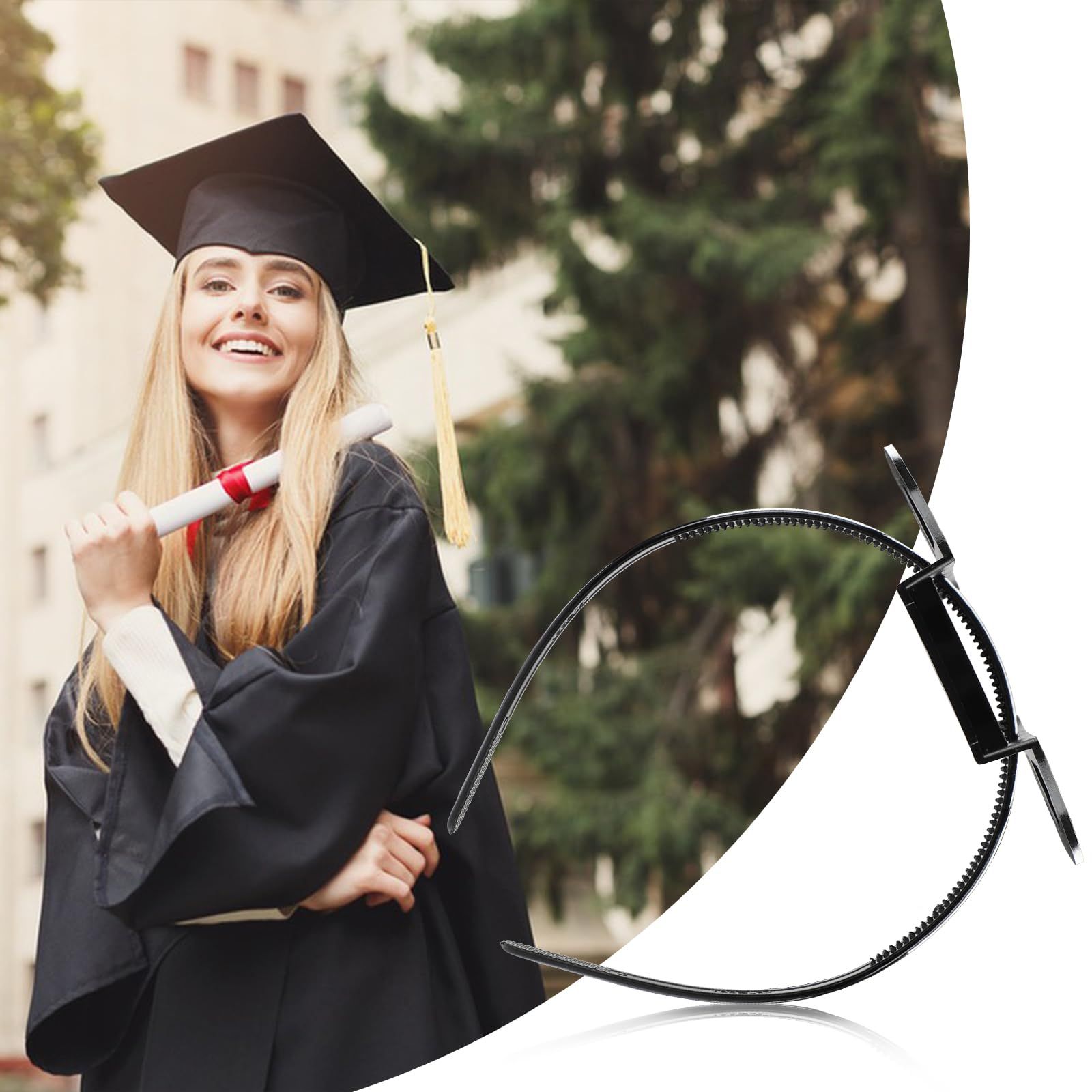 2Pcs Graduation Cap Headband Secures Your Headbands Upgrade Insert Hairstyle view 3
