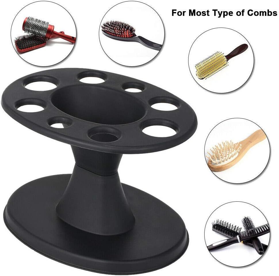 1 Piece Hair Brush Holder Round Hair Brush Comb Holder Black Display Rack Hair view 2
