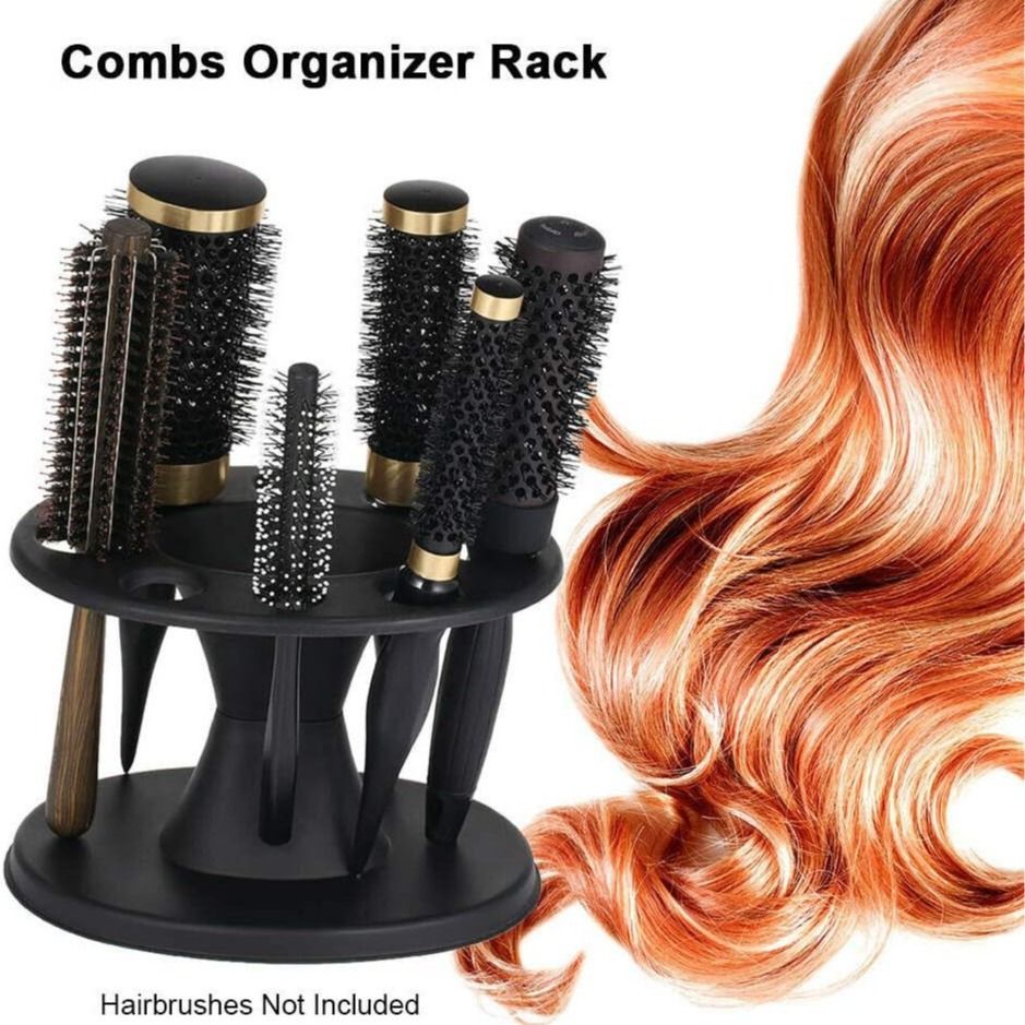 1 Piece Hair Brush Holder Round Hair Brush Comb Holder Black Display Rack Hair view 3