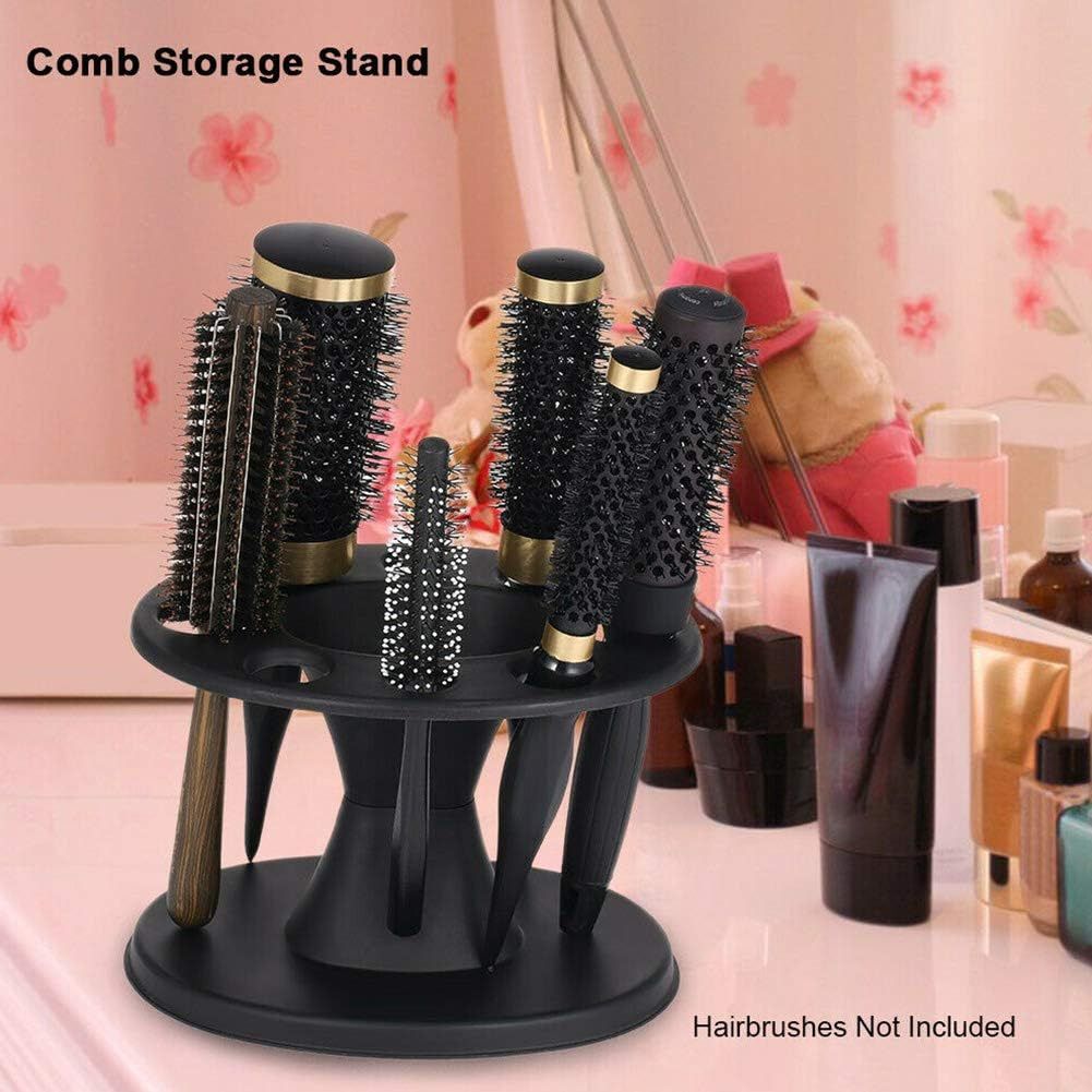 1 Piece Hair Brush Holder Round Hair Brush Comb Holder Black Display Rack Hair view 4