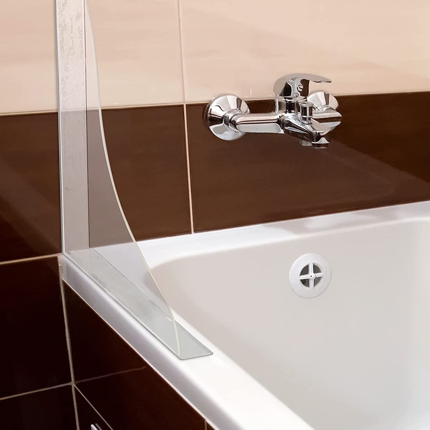 2 Pcs Acrylic Shower Splash Cover Bath Sink Shield Bath Splash Shield Set view 2