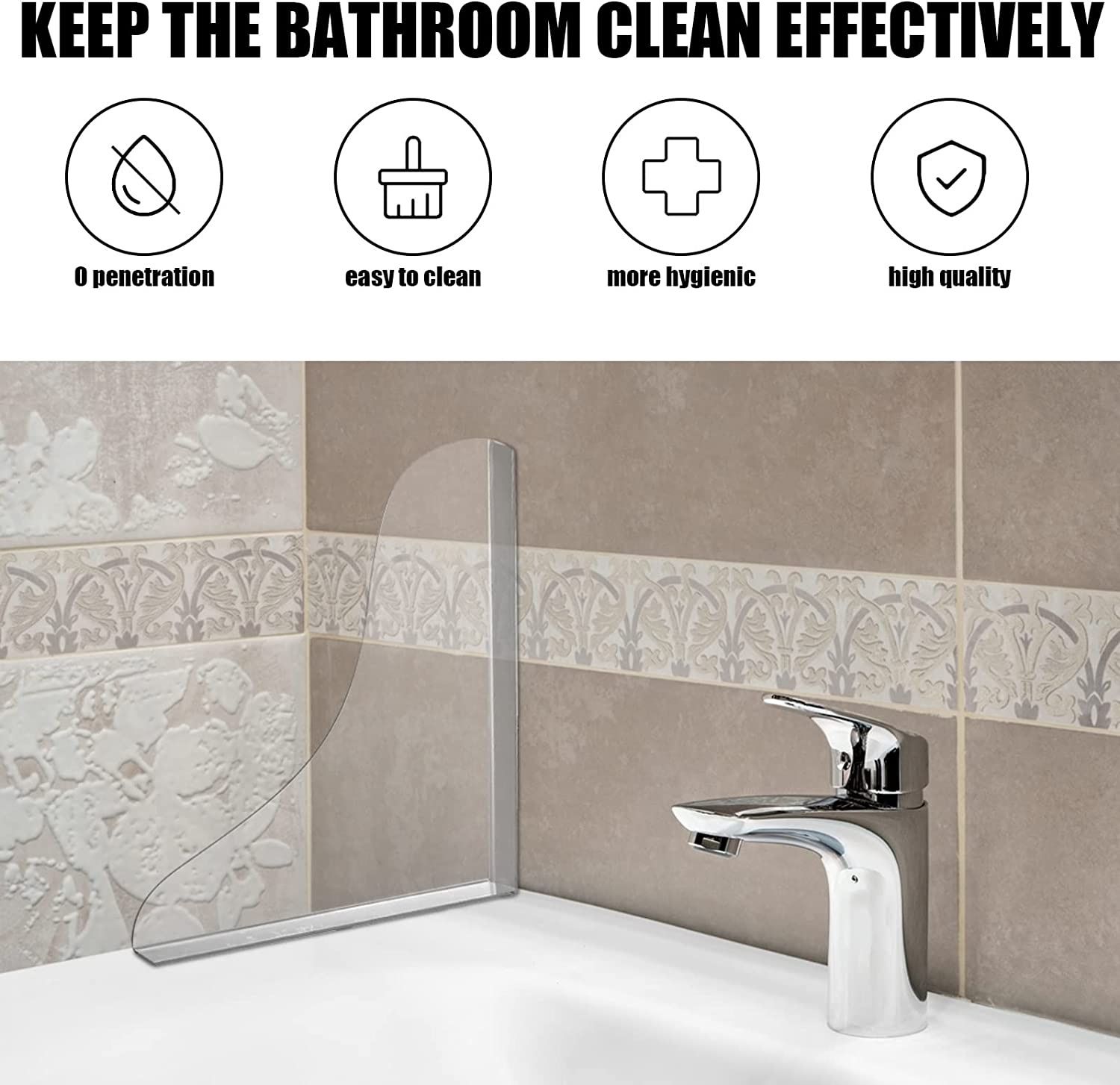 2 Pcs Acrylic Shower Splash Cover Bath Sink Shield Bath Splash Shield Set view 3
