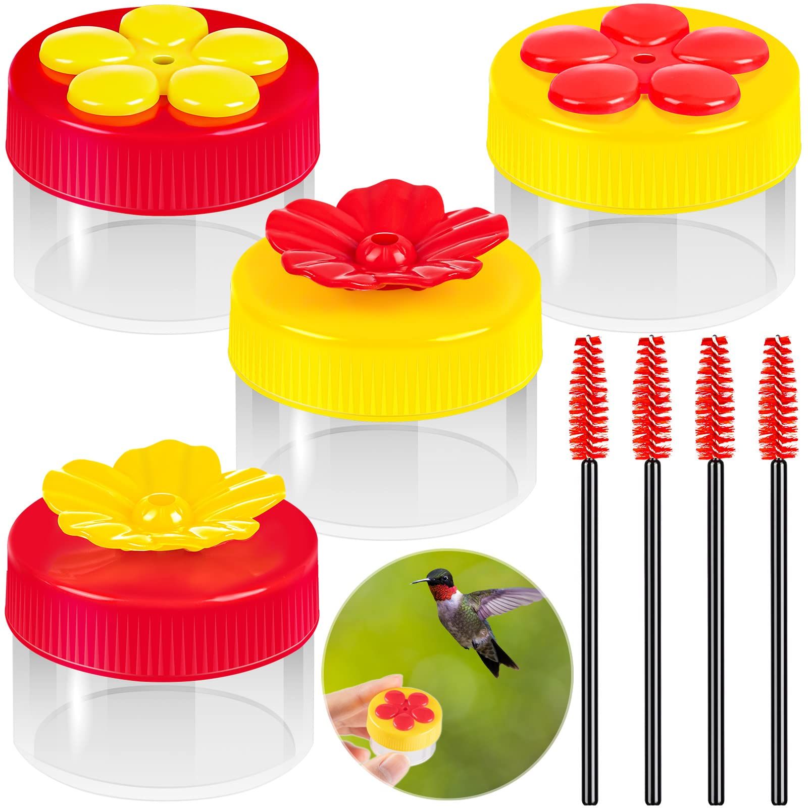 Hand Hummingbird Feeder, 4Pcs Mini Flower Handheld Hummingbird Feeder with — image 1