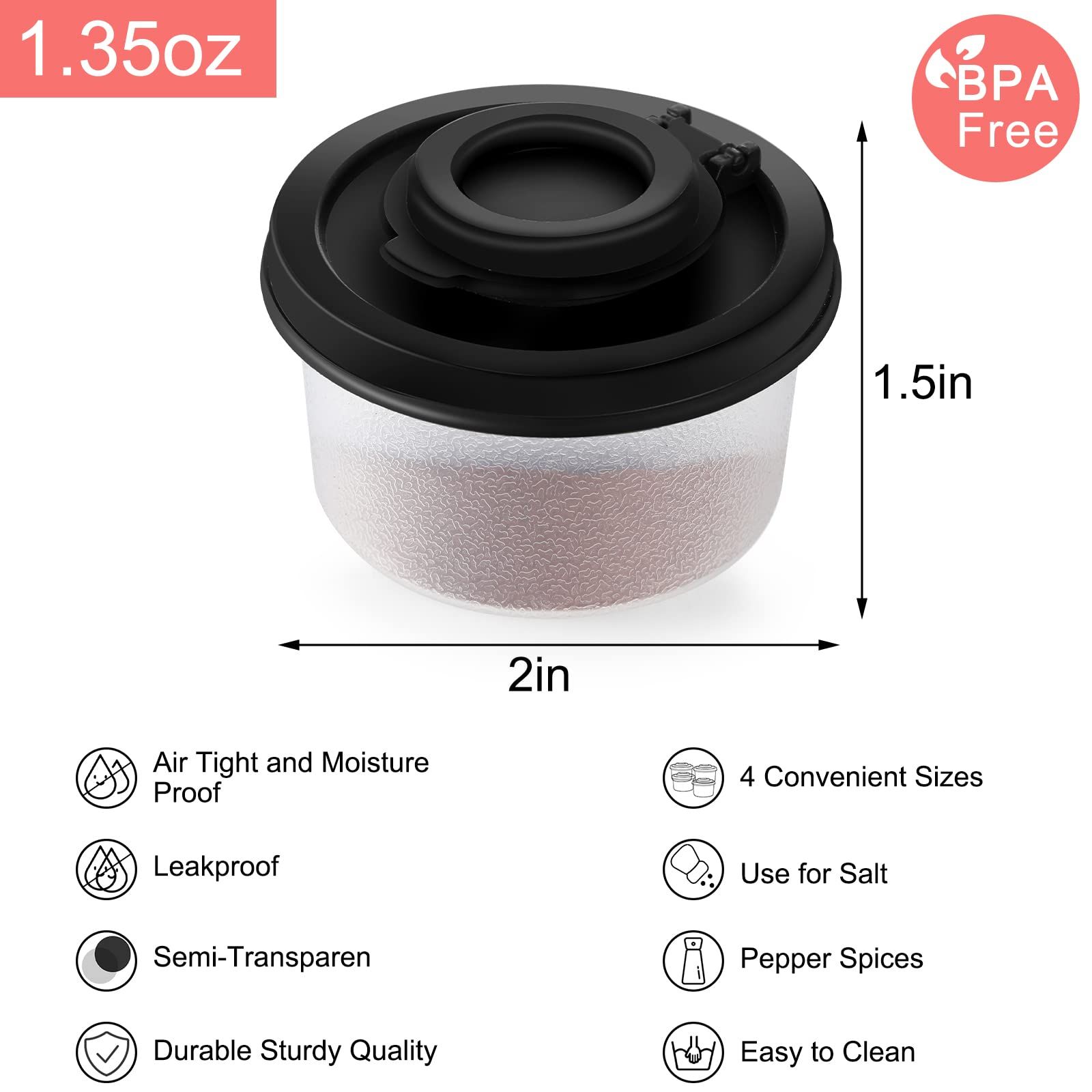 4 Pcs Salt and Pepper Shakers Set Mini Plastic Pepper Shaker with Lid Damp view 2