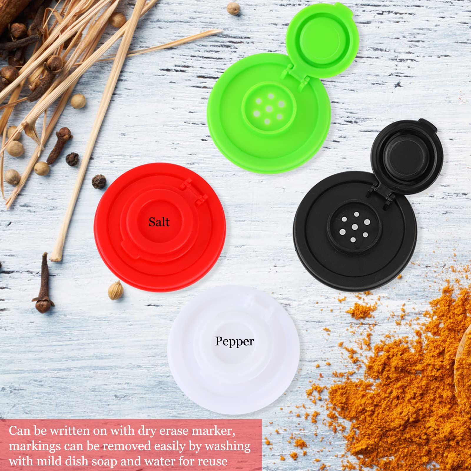 4 Pcs Salt and Pepper Shakers Set Mini Plastic Pepper Shaker with Lid Damp view 5